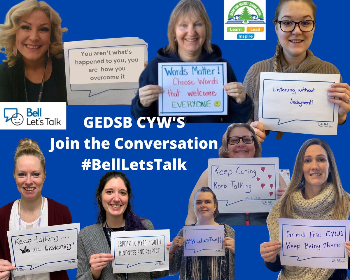 #BellLetsTalk  Child and Youth Workers <a href="/GEDSB/">Grand Erie District School Board</a> <a href="/GEBeWell/">GEBeWell</a>