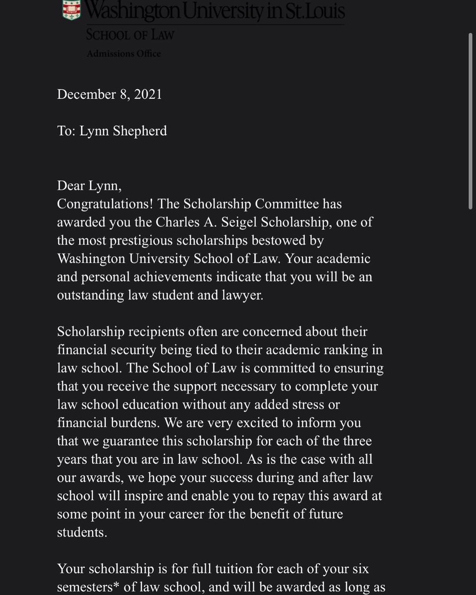 NoLimitLynn's tweet photo. Will be attending Washington University School of Law in St. Louis this fall. 

Long journey but we toast to them all! https://t.co/vjq5zZzYdW
