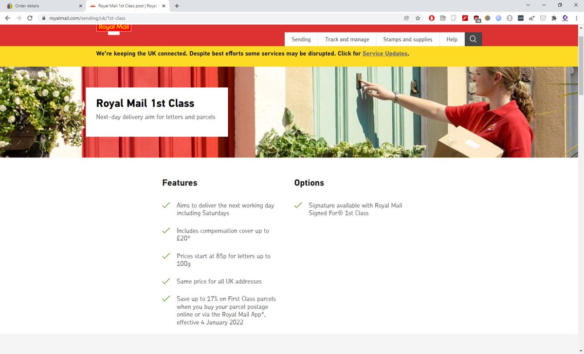 gm_johnson's tweet photo. Can you explain next day delivery for first class post please @RoyalMail - I've been waiting for a delivery, posted on 24th of Jan - it's the 26th now with an estimated delivery of tomorrow.  Remove this statement from your website as it is infactual. https://t.co/RV0jC5Iais