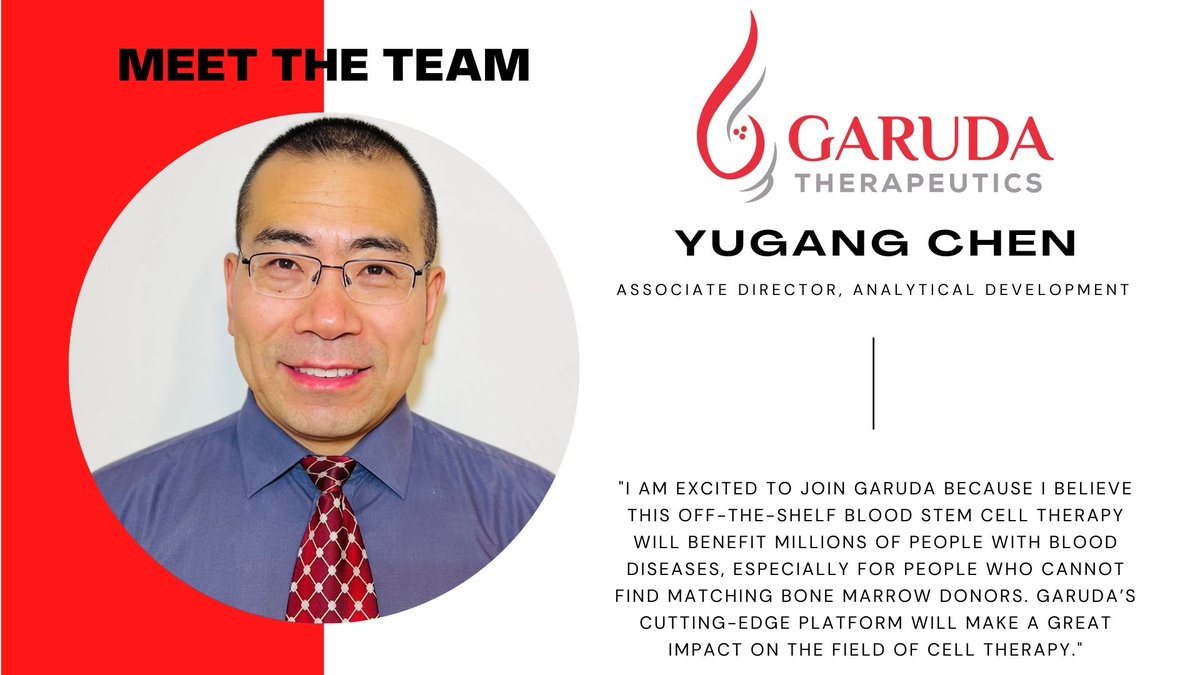 Welcome to the team, Yugang! We are thrilled to have you. #GarudaTx