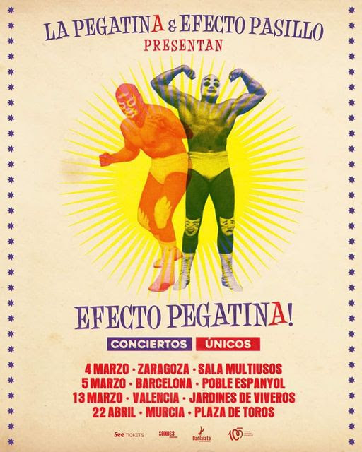 MÚSICA🎶: Efecto Pasillo y La Pegatina se van de gira juntos: 'Efecto Pegatina':
4 marzo · Zaragoza · Sala Multiusos
5 marzo · Barcelona · Poble Espanyol
13 marzo · Valencia · Jardines de Viveros
22 abril · Murcia · Plaza de Toros
wp.me/pa7I1P-aZ2