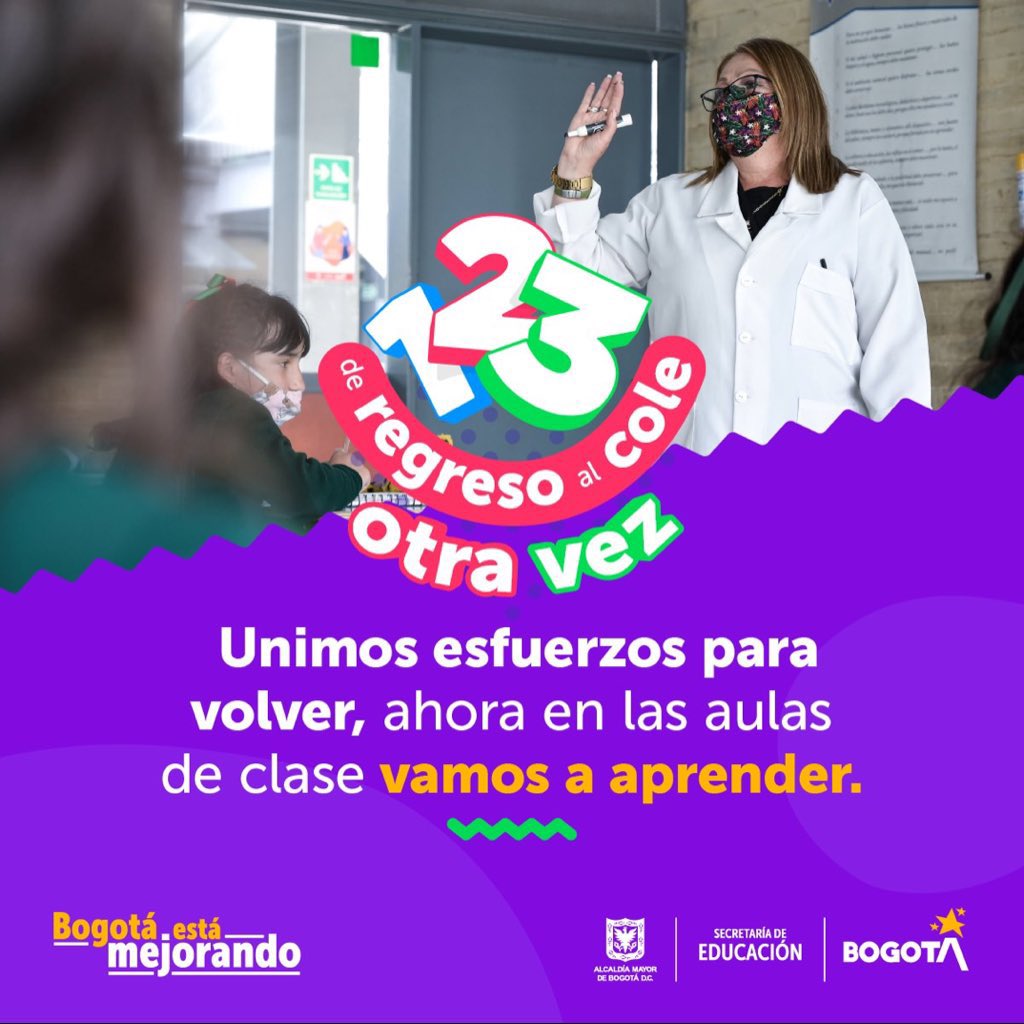 Educacionbogota's tweet photo. Los colegios oficiales serán acompañados por las #Subredes con distintos perfiles: entre ellos, el de auxiliar de enfermería, técnicos en salud pública, en salud y seguridad en el trabajo, higienista oral. Todos ellos bajo el rol de promotores del bienestar. #RegresoAlColeOtraVez https://t.co/nedgqyT4gX