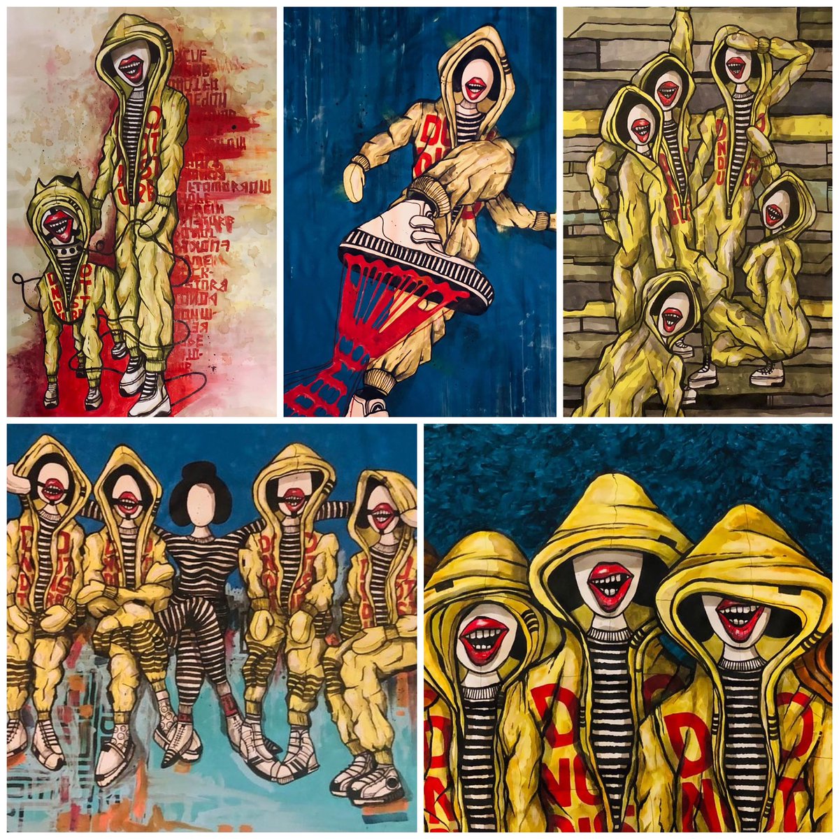 We are currently working on new Squid Hope series inspired by the pandemic and a recent #netflix blockbuster #SquidGame -> Check these out: 1. Different Kind of Twins 2. Bubblegum 3. Happy Apocalypse 4. Rebel 5. Anonymous #26january #twitterart #contemporaryart #urbanart