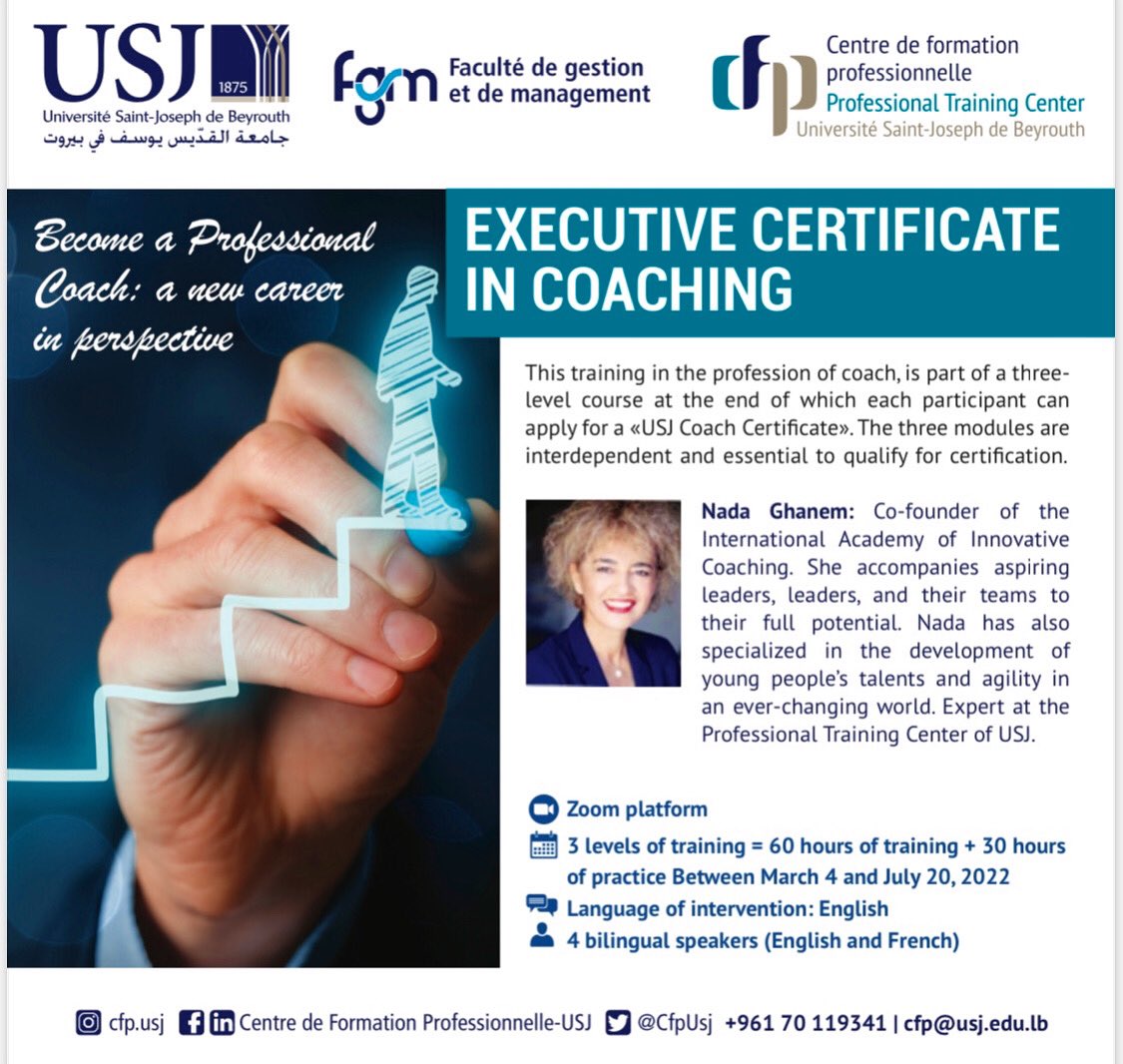 CfpUsj's tweet photo. For more details click on the following link: https://t.co/OaUIKCaeWo
Book your place NOW and Register to the Certificate by clicking on the following link: https://t.co/O384AuQ4sB
#Cfp #CfpUsj #Coaching #CertificateInCoaching #ExecutiveCertificate #CareerBoost https://t.co/DHJv0FtqCN