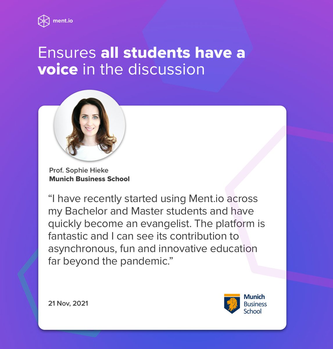 Here's why Professor Sophie Hieke loves Mentio for keeping her classes at <a href="/MunichBSchool/">MunichBusinessSchool</a> fun and innovative!