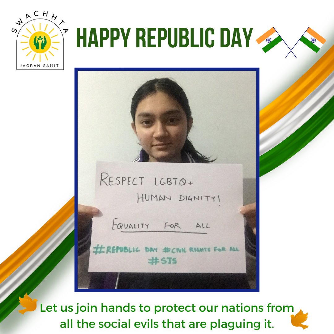 SwchhtaS's tweet photo. Republic Day is the celebration of the spirit of the Constitution and of democracy. It is our duty to stand with our people and in doing so stand with our nation.
Jai hind 🇮🇳
#republicday #democracy #equality #pride #constitutionofindia
#betterIndia #liberty #swachhtjagransamiti https://t.co/szXIwnMaXv