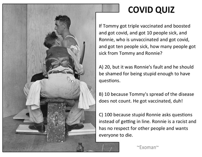 Don't be a stupid, be a smarty, come and join the vaccine party! #covidquiz #normanrockwell #unvaxed<a href="/tag/vaccinated"class="tags"><span>#vaccinated</span></a><a href="/tag/thejab"class="tags"><span>#thejab</span></a><a href="/tag/covidquiz"class="tags"><span>#covidquiz</span></a><a href="/tag/normanrockwell"class="tags"><span>#normanrockwell</span></a>