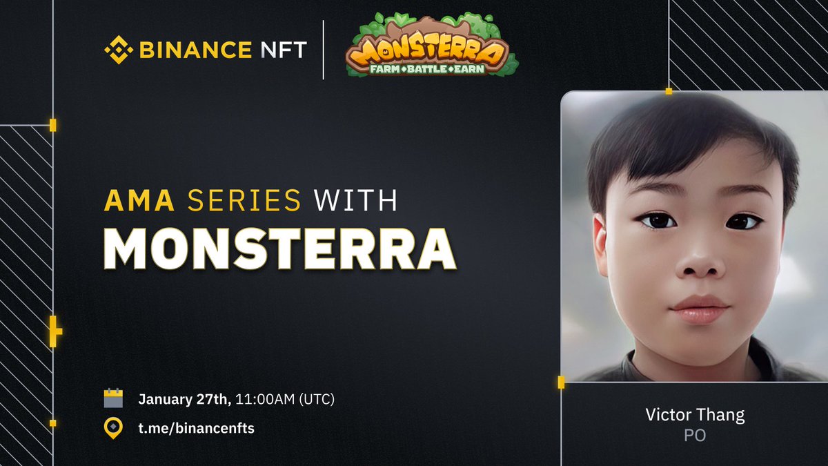 BinanceWallet's tweet photo. We’re very proud to welcome @Monsterra_P2E to our community for an exciting AMA. 💬

⏰ 27 Jan 11AM UTC 

There will be rewards for those with the best Q's 🎁

Don't miss it! 👇

https://t.co/AZ58ynZpCD https://t.co/CWqXKzFutF