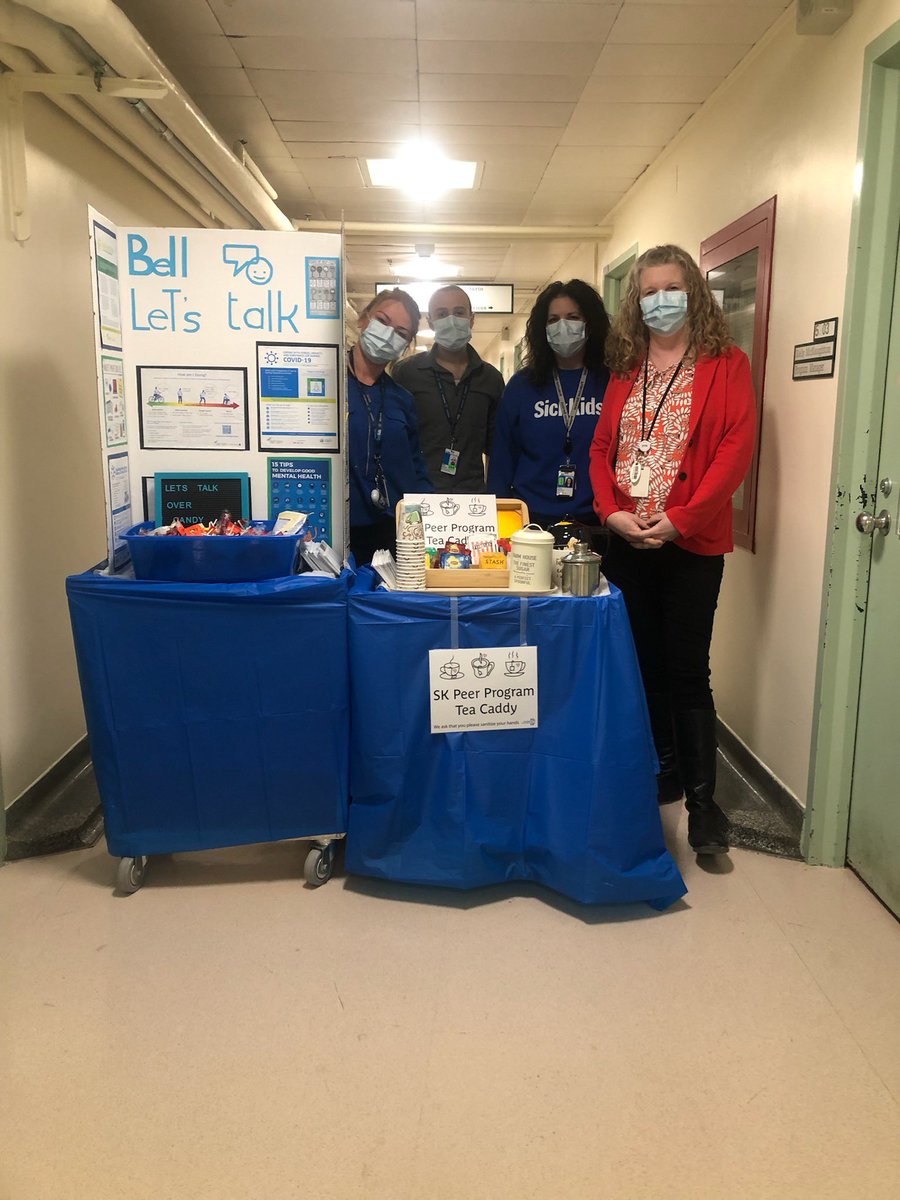 A few of our amazing peers as they launch out to connect with staff throughout the day in their ongoing mission to engage, listen and support. #BellLetsTalk <a href="/SickKidsNews/">The Hospital for Sick Children (SickKids)</a> Lifting spirits of truly amazing healthcare people at SickKids!