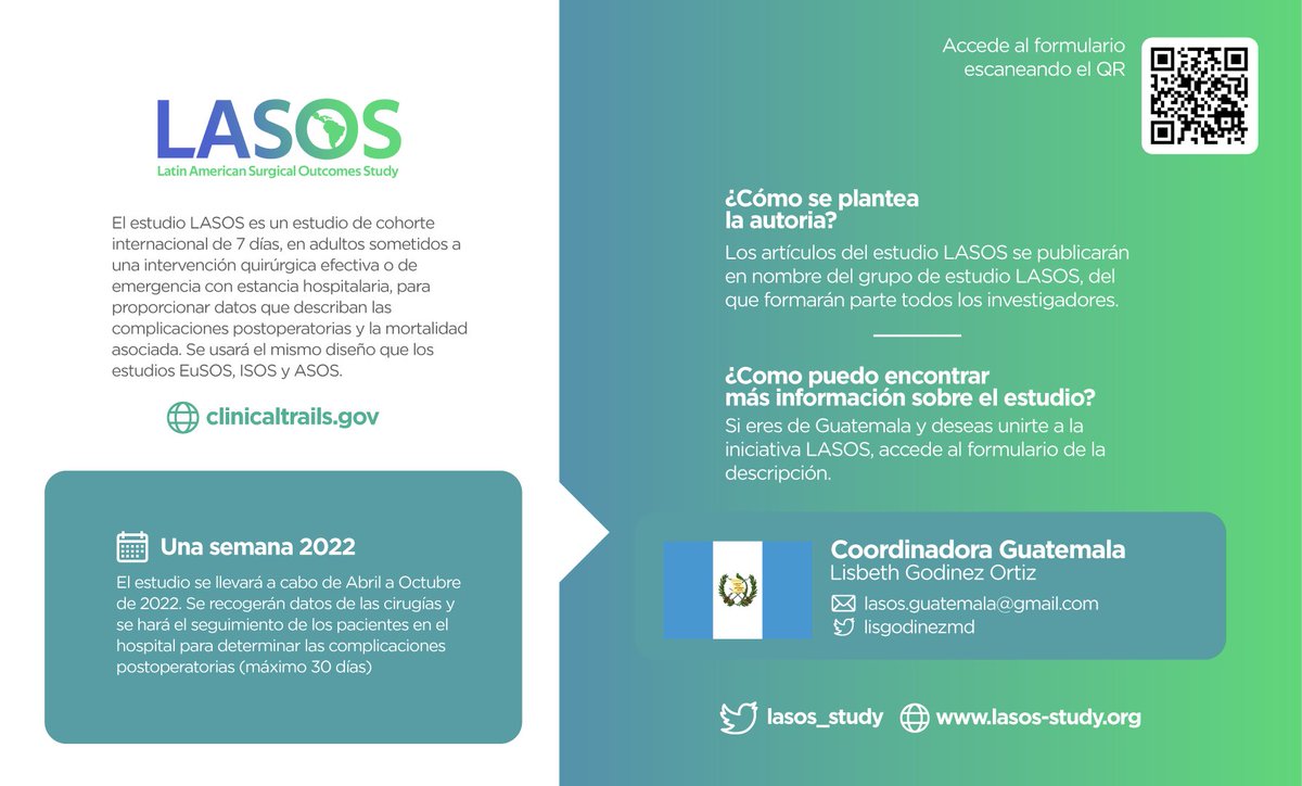 lisgodinezmd's tweet photo. Se parte de este gran estudio #joinLASOS #LASOS @LASOS_STUDY @MinSaludGuate @_COLMEDEGUA https://t.co/PjgyOqmzSx