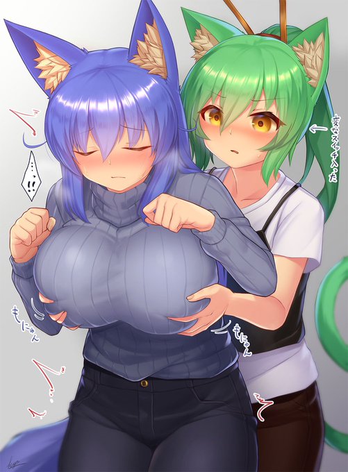 #女の子二人のイラストを貼る見た人もやる 