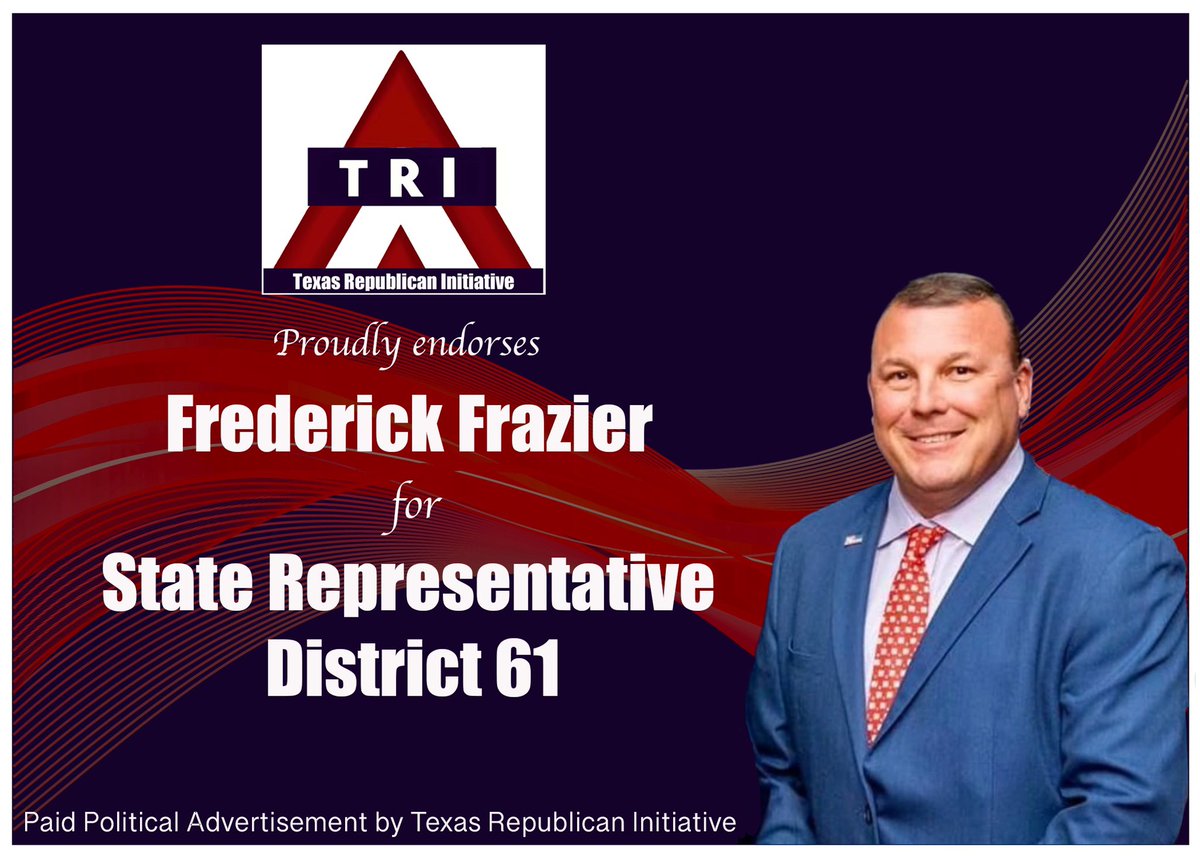 As a longtime law enforcement officer, a conservative member of McKinney City Council, and an active community volunteer, <a href="/FrazierForTexas/">Frederick Frazier</a> will bring a wealth of valuable experience to the Texas House on behalf of District 61. TRI is proud to endorse him! #txlege
