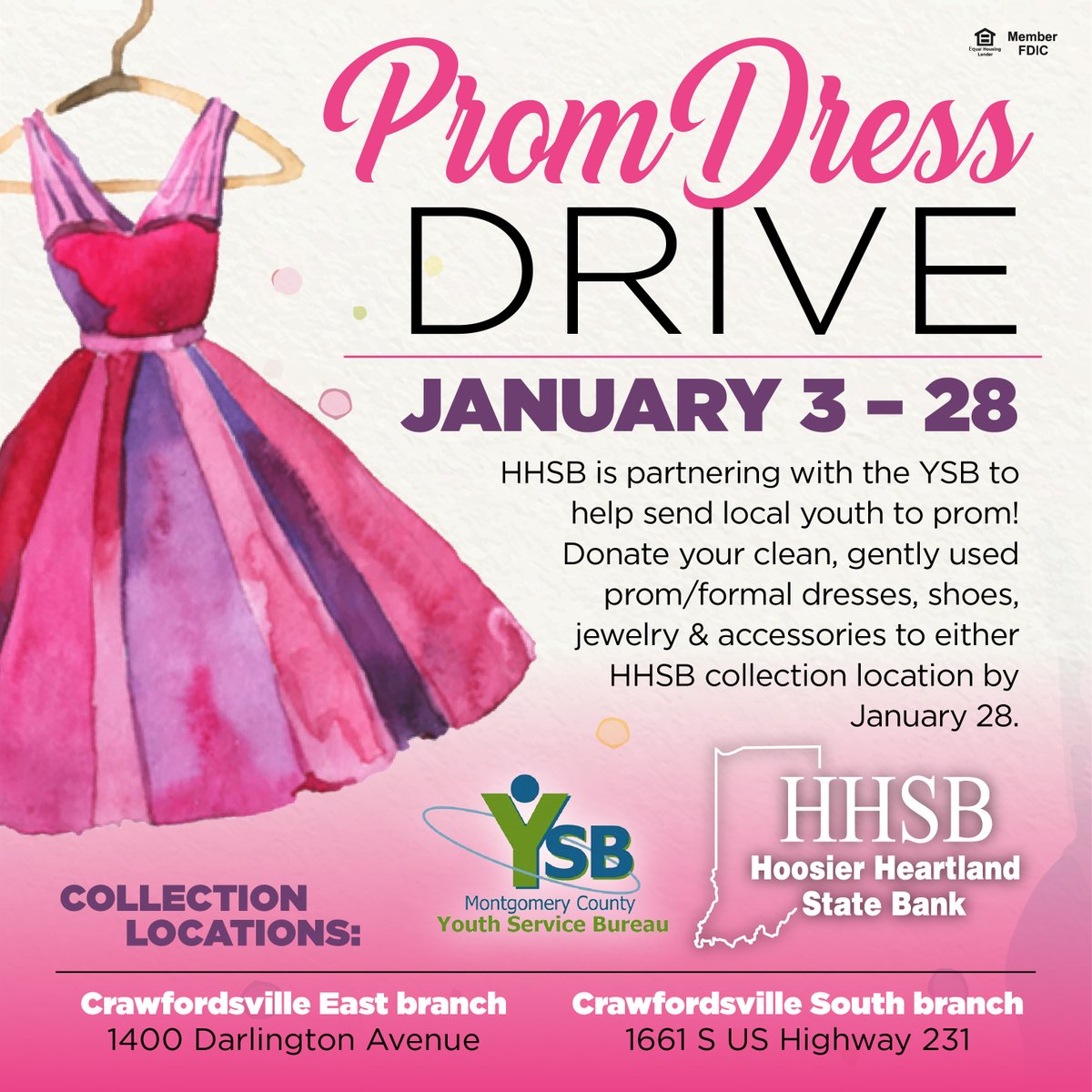 myHHSB's tweet photo. Just a few more days to clean out your closets, ladies! Our Prom Dress Drive ends this Friday!
Your donations will benefit local teens in a prom dress giveaway event with the Youth Service Bureau next month.
#YourDressTheirDream #PromDressDrive #HHSBgivesback https://t.co/RuJ0DN8bi1