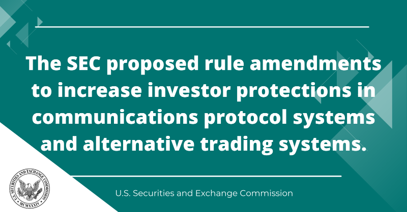 SECGov's tweet photo. The proposal is intended to better protect investors &amp; enhance cybersecurity by bringing more alternative trading systems (ATS) under the regulatory umbrella.