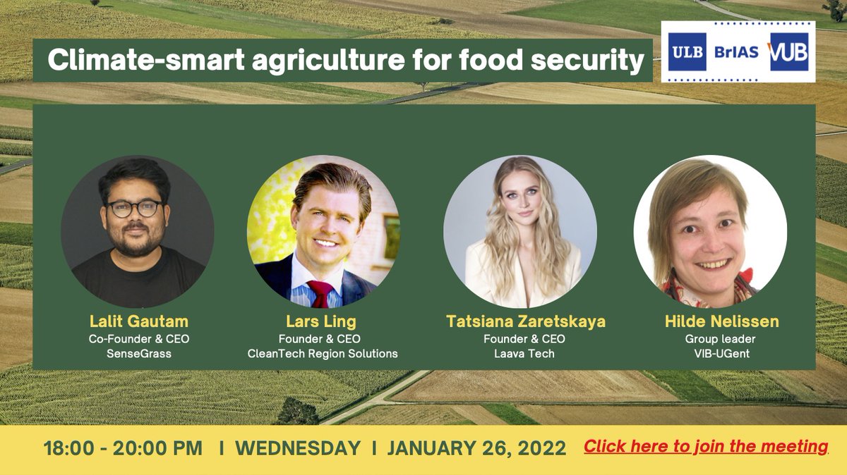 larsling's tweet photo. Join us live from Brussels 6-8pm with leaders in the food and agtech industry! Join Teams here https://t.co/CyNZ76sE7P
With Lalit Gautham @Sensegrass1 @TZaretskaya #laavatech @HildeNelissen
#foodsecurity #agtech #climatesmartagriculture #brusselsinstituteforadvancedstudies https://t.co/kRJffJ1eC0