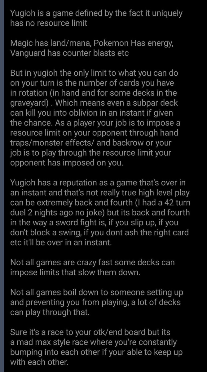 AlyseiumYGO's tweet photo. So I saw this post on fb and I actually really like it. Plus one thing to add is even though games are shorter the amount of interactions via ht’s and playing through boards is the same as slower/older decks, just happening quicker is all. https://t.co/Oa90jk5AzF