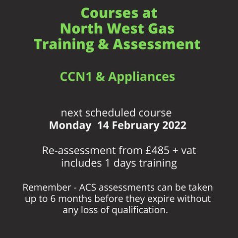 ACS reassessment course only £485 +vat training included. Ring 01706 653671 to book #gas #ACS #training