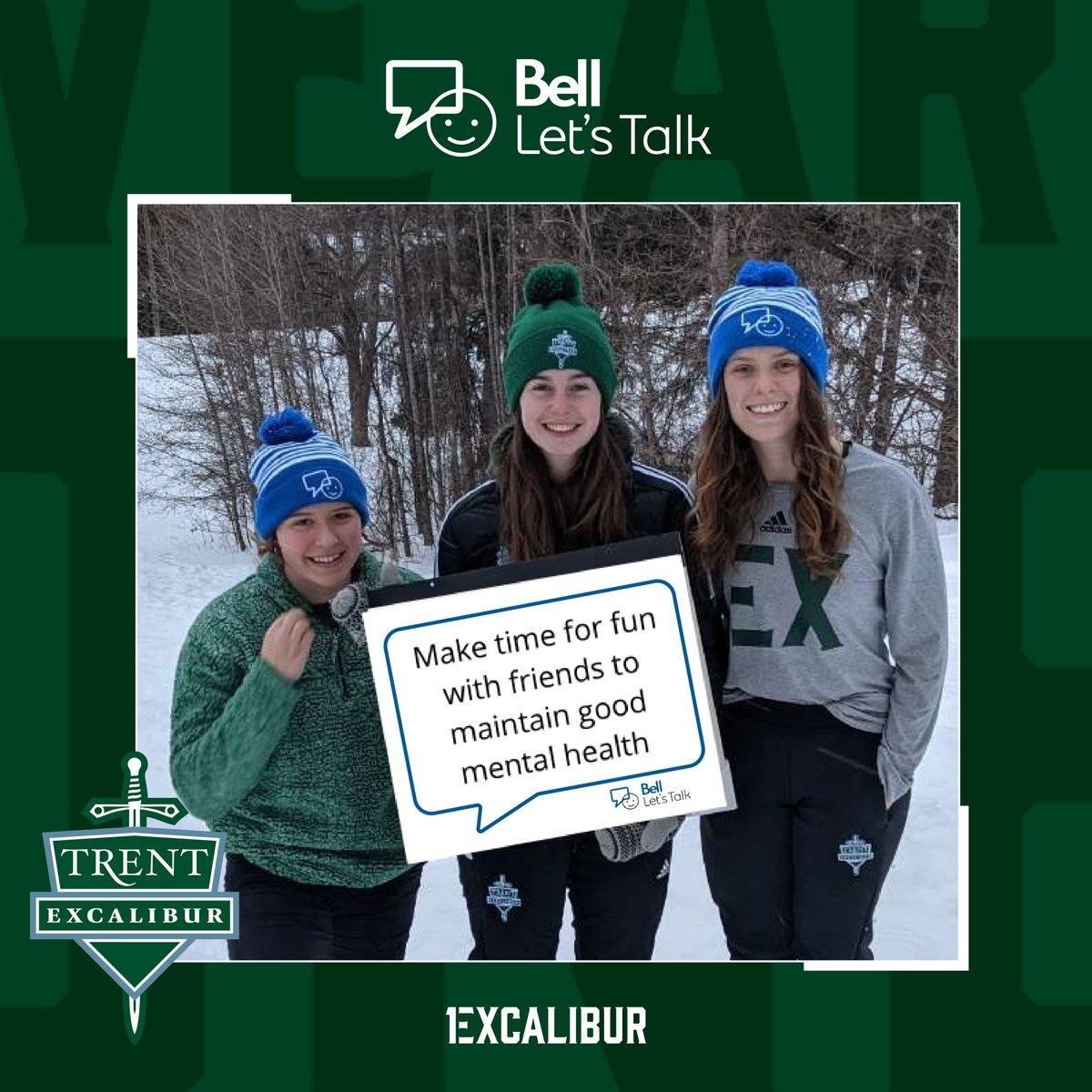 For many people, mental health is a year long struggle, especially this year with social isolation measures in place.  Always remember to reach out to those who may need it most! Together We Are One Excalibur. #BellLetsTalk #1Excalibur #1EX