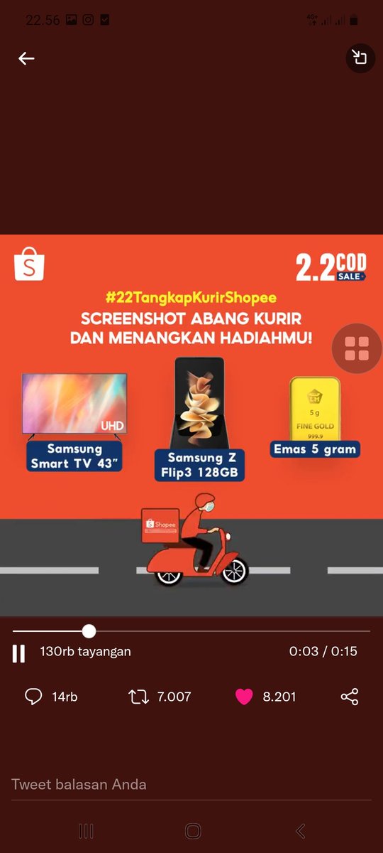 Intan11335996's tweet photo. @ShopeeID Bismillah
#22TangkapKurirShopee #ShopeeKasihSamsungZFlip3 https://t.co/dnoGJjk8M4
