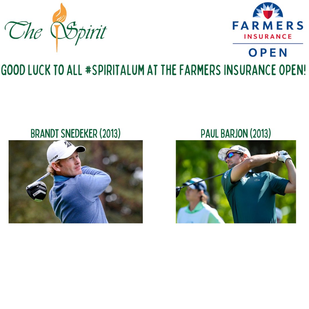 thespiritgolf's tweet photo. Good luck to all #SpiritAlum at the 2022 @FarmersInsOpen! #SpiritGolf #PGATOUR https://t.co/2MVwLfFMQL
