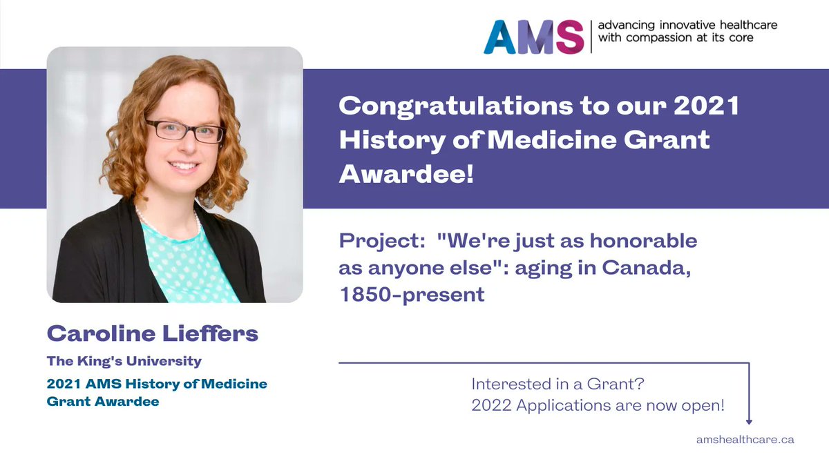 AMS Healthcare (@amshealthcare) on Twitter photo Congratulations to our 2021 History of Medicine Grant Awardee Caroline Lieffers!
Learn more about Caroline's project here buff.ly/3rnZxuo
<a href="/TheKingsU/">The King's University</a> Congratulations to our 2021 History of Medicine Grant Awardee Caroline Lieffers!
Learn more about Caroline's project here buff.ly/3rnZxuo
<a href="/TheKingsU/">The King's University</a>