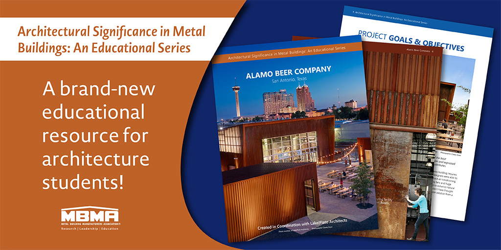 LearnAboutMBMA's tweet photo. MBMA just released “Alamo Beer Company,” the inaugural folio in a new educational series for #architecture students. Download your FREE copy to explore design significance in #MetalBuilding: https://t.co/w0XdtMiPBl https://t.co/dkYkE1S4tF