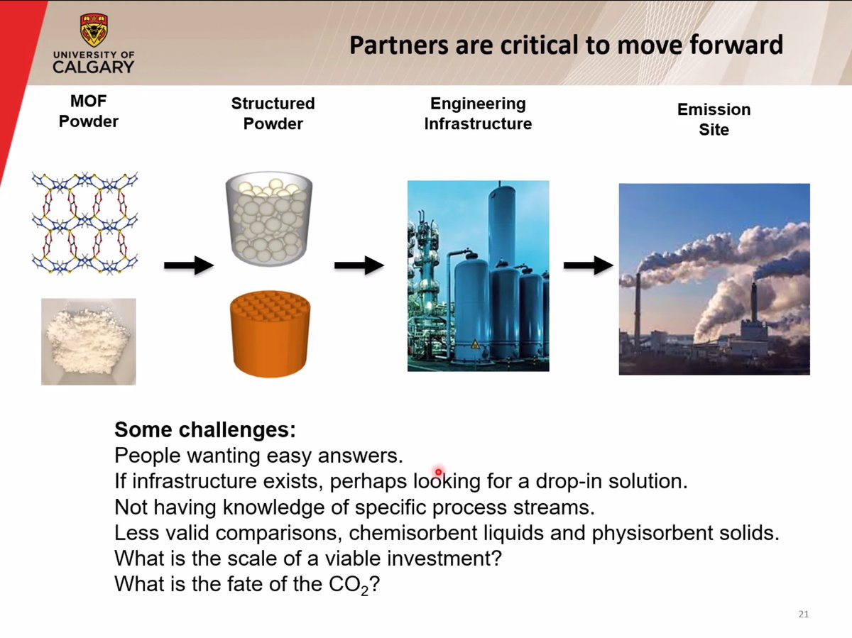 IntAdsSoc's tweet photo. Impressions from #IASWebinar by @GeorgeShimizu2 on #MOFs for #CCS. He emphasized the synergy between materials+processes, working with multiple partners across scales, and how a successful material should check-box multiple features, not all related to the isotherm. https://t.co/1U9l2k5R1u