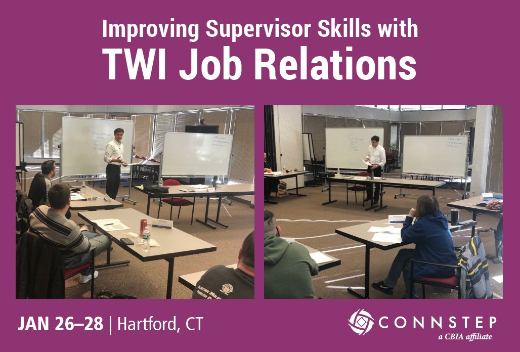 For the next 3 days, CONNSTEP's Lean expert, Frank Murphy, will teach supervisors to improve their ability to lead &amp; promote #teamwork. 
<a href="/CantonRacing/">CantonRacingProducts</a>  <a href="/horsteng/">Horst Engineering</a>  <a href="/StelrayPlastic/">StelrayPlastics</a>  <a href="/CorpGreaves/">GREAVES CORP</a>  <a href="/WepcoPlastics/">Wepco Plastics, Inc.</a>

More on #TWI–JR: lnkd.in/ghgDvMKy

<a href="/NIST_MEP/">NIST MEP</a> <a href="/CTHires/">CTHires</a> <a href="/CBIANews/">CBIA</a>