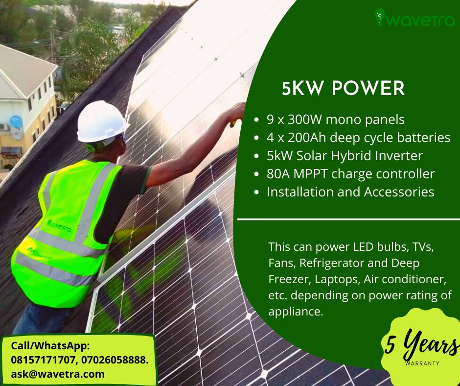 ⁉️CAN YOU BELIEVE IT⁉️
👌😍 Now selling at ₦1962,450.00 😍👌
5kW/6kVA Solar power system plan plus installation in Nigeria by Wavetra Energy
👉 Shop the range here ⏩ shortlink.store/1DIfYjxDU 👈