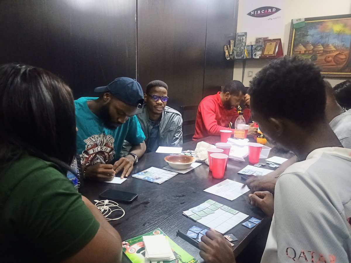 nibcardgames's tweet photo. We played;

Relatable Five
Instant Five
Infrastructure

And gave feedback on Anonymous and ????? 

We also had a debut designer (4 designers in total). 

#MadeinNigeria #TabletopGames #Boardgames Chess Ludo Scrabble Cardgames #PlaytestTuesday https://t.co/RmIOqeZoFO