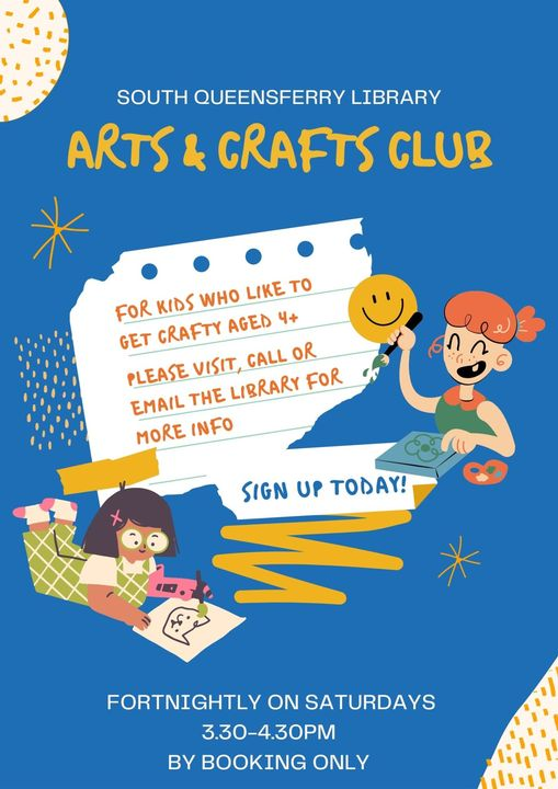 SQLibrary01's tweet photo. We are really excited to be starting a kids craft club every fortnight starting Saturday 29th January!!! 😃🧑‍🎨 Places already full for this week!!
As our places are limited please book your free place by phoning 0131 529 5576 or emailing southqueensferry.library@edinburgh.gov.uk https://t.co/ulz86nBX74