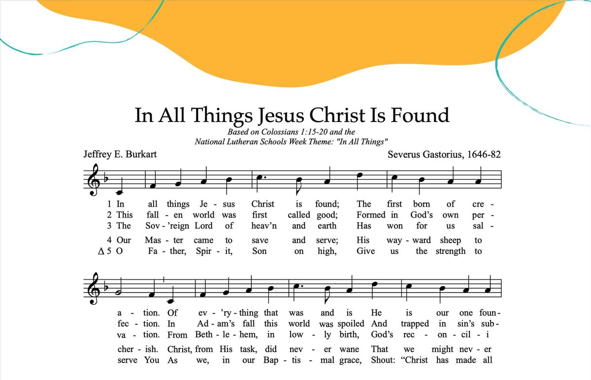 Did you know that Dr. Jeffrey Burkart, <a href="/concordiastpaul/">Concordia University, St. Paul</a> Professor Emeritus, wrote not 1, but 2 theme hymns for this year's National Lutheran Schools Week? Find these hymns, along with several additional resources, at LCMS.org/lutheranschool…!

#WeAreCSP #LuthEd #LutheranTeachers