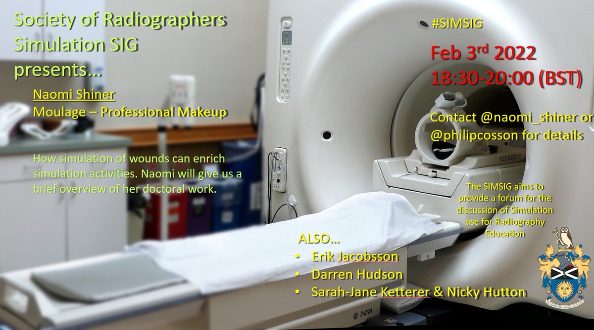 Ever wanted to know what #Moulage (professional makeup) can add to your teaching and student experience? Come and join me on the 3rd Feb 18:30-20:00 to find out! #SIMSIG advanced warning for @BigRadTom 🤣 @SCoRMembers contact myself or @philipcosson for the invite