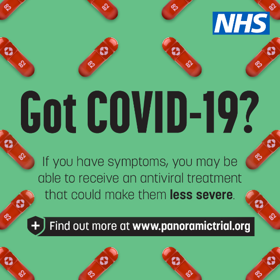 Have you tested positive for #COVID19 with symptoms that started in the last five days? If you are aged 50+, or 18-49 with an underlying health condition, you could be eligible to take part in a study on new antiviral treatments💊 ➡️panoramictrial.org Please RT