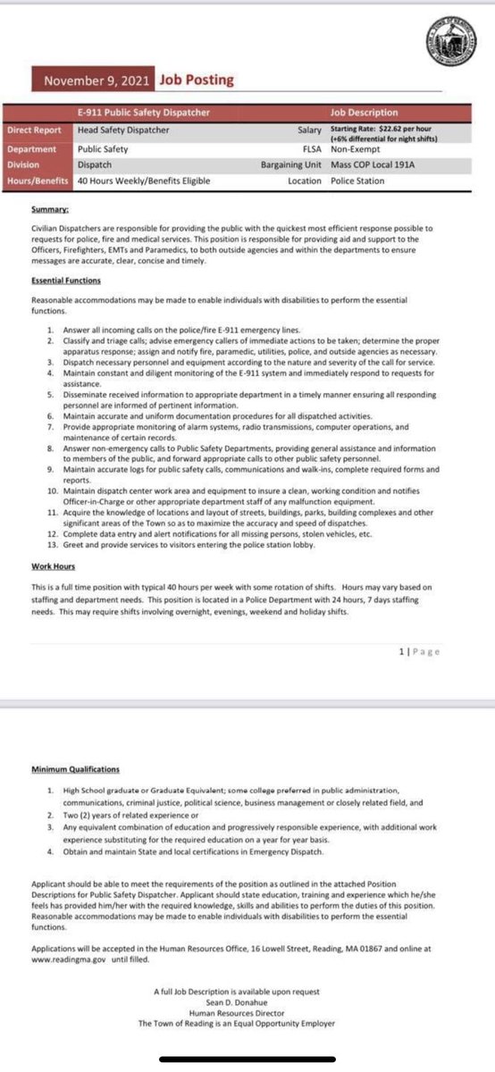 Please see attached picture for a great opportunity to work here are the RPD as a Public Safety Dispatcher.