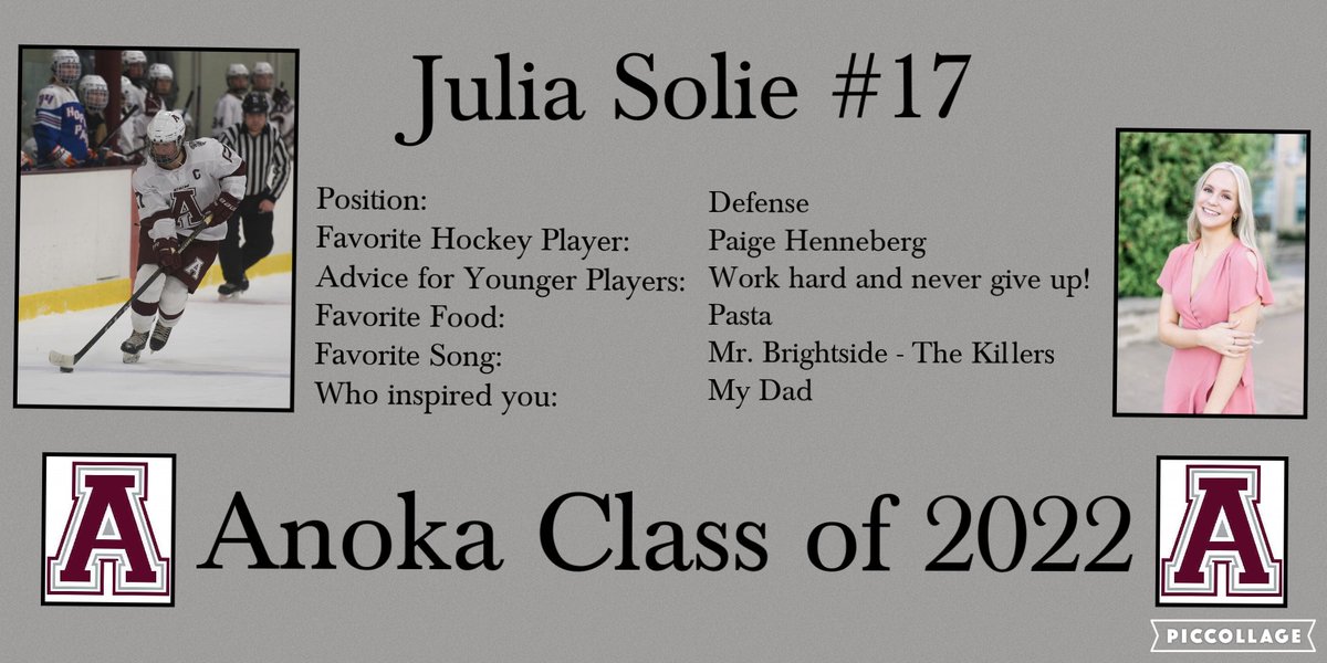 Special game night tonight as we celebrate our two senior captains on their accomplishments as student athletes and for all they have given back to the Anoka hockey program. Thank you MaKenna and Julia!

Senior Night - Rogers @ Anoka - JV <a href="/5pm/">5pm.co.uk</a> and Varsity <a href="/7pm/">Huong Le</a>