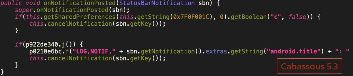 ThreatFabric's tweet image. #Cabassous (aka #Flubot) 5.4 is out! Targeting AU, UK, UAE, IE, crypto. First banking Trojan to use Direct Reply while intercepting notifications: TAs added a functionality that uses Nougat Direct Reply feature to provide C2 supplied response to notifications on victim&apos;s phone.