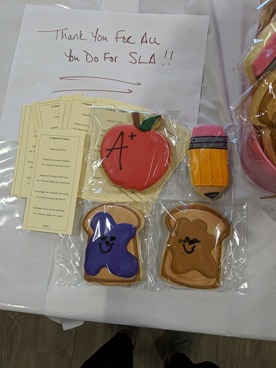 Awesome parent brought us teachers a little gift. Beautiful cookies I almost don't want to eat. (But I am 😍)