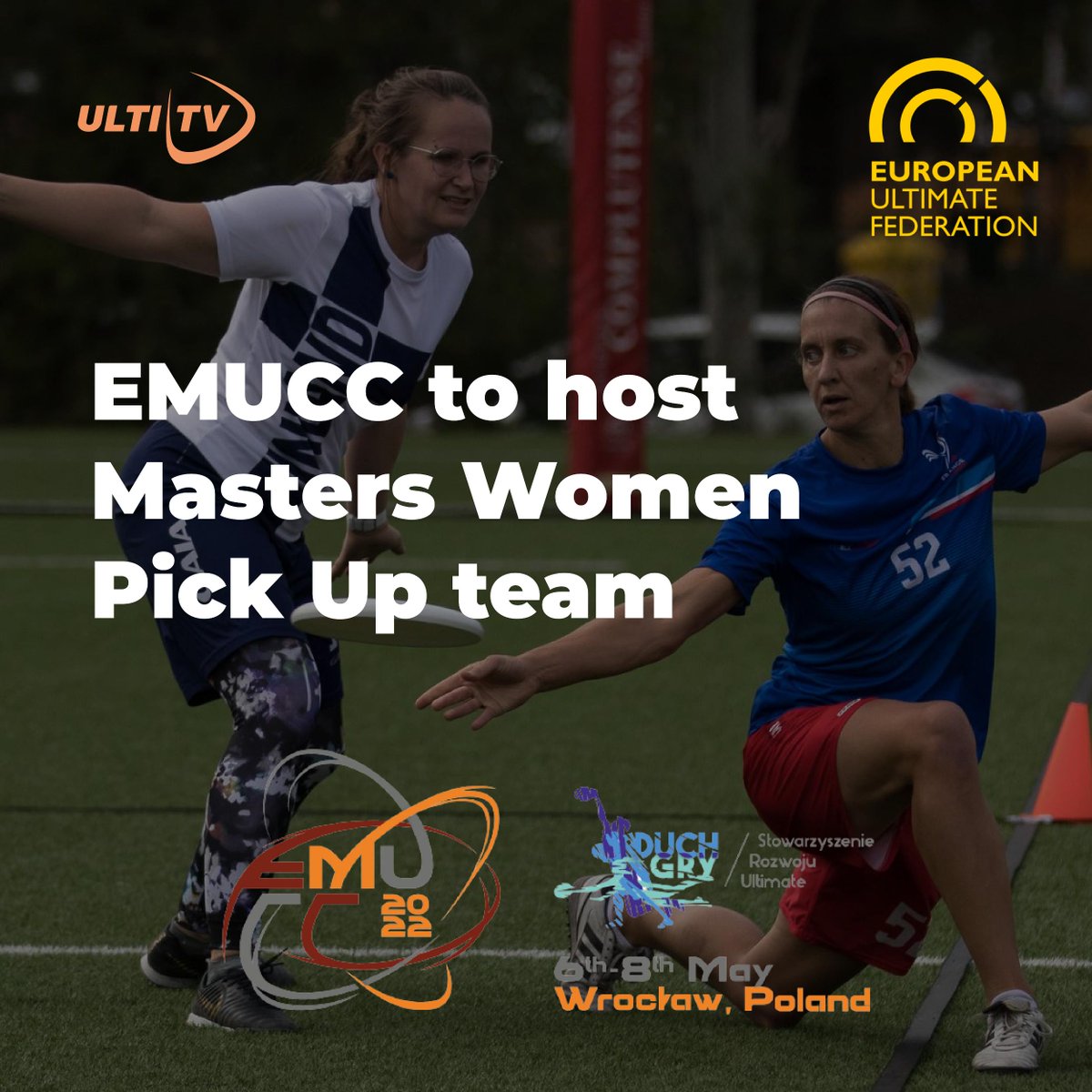 EUF_Ultimate's tweet image. We open up a Pick Up Team in the Masters Women division for the EMUCC in Worclaw, 6.-8.5.2022

Please register here: forms.gle/ENTUrzWDz8BKAB… 

Deadline: 13.2.2022 

If you have any questions, don’t hesitate to reach out to us