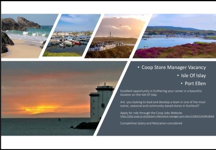 Anyone looking for a new and exciting change working within retail? A great, potentially life changing opportunity has arisen in the Coop Port Ellen on Isle of Islay for someone to lead a fantastic retail team serving the community Sound interesting, jobs.coop.co.uk/search-jobs/Po…