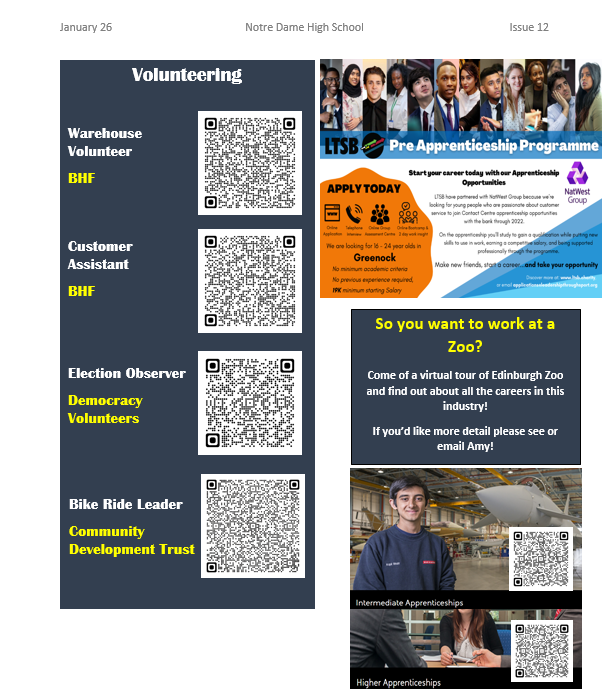 Notre Dame DYW (@notredamedyw) on Twitter photo Here's this weeks job report...lots of new apprenticeship opportunities!
If you need any help, please come by the careers office in school :)
<a href="/ndhs1/">Notre Dame HS, Greenock</a> Here's this weeks job report...lots of new apprenticeship opportunities!
If you need any help, please come by the careers office in school :)
<a href="/ndhs1/">Notre Dame HS, Greenock</a>