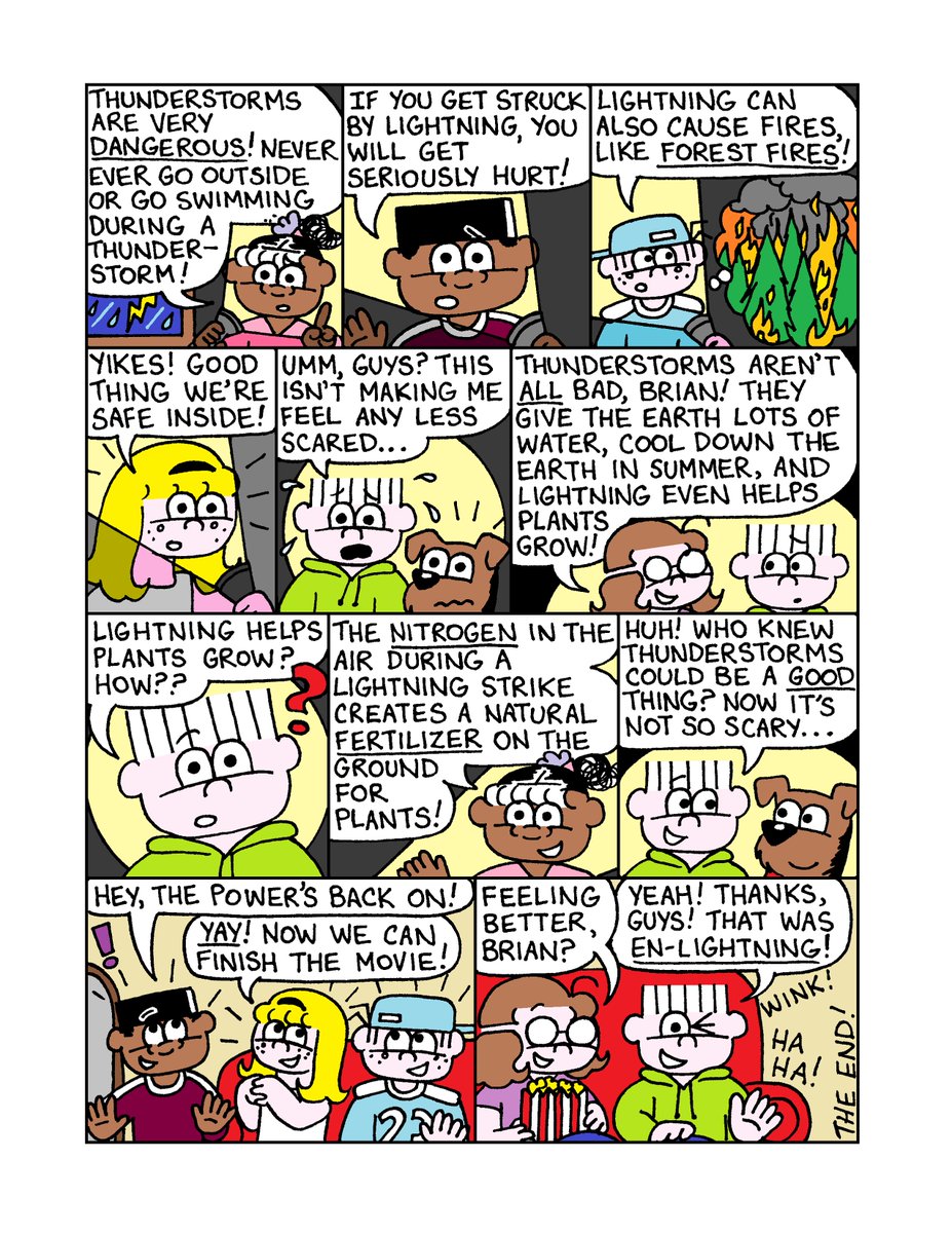 Lollipop_Comics's tweet photo. Lollipop and friends learn all about #thunderstorms in this week's Wednesday Comic of the Week! ⛈️ #adventuresoflollipop #kids #kidlit #kidscomics #indiecomics #webcomicwednesday #weather #weatherforkids https://t.co/MC57GO3lxq