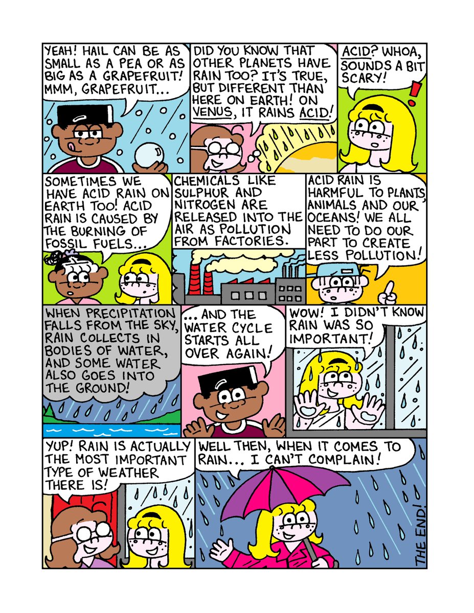 Lollipop_Comics's tweet photo. Lollipop and friends learn about #rain in this week's Monday Comic of the Week! 🌧️ #adventuresoflollipop #kids #kidlit #kidscomics #indiecomics #weather #weatherforkids https://t.co/YxAuNiqGpb