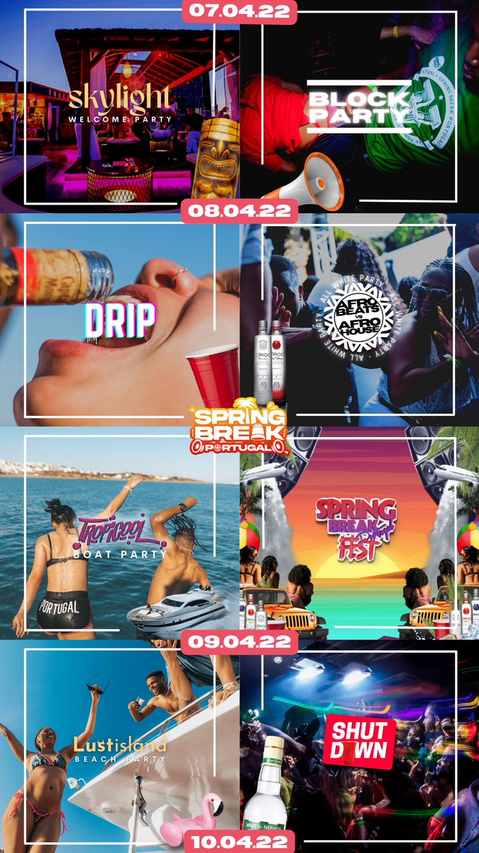 Spring Break Portugal 2022 Event Calendar 📅 🤯

🥳 What party are you looking forward to? 

Tickets 👉 springbreakportugal.com