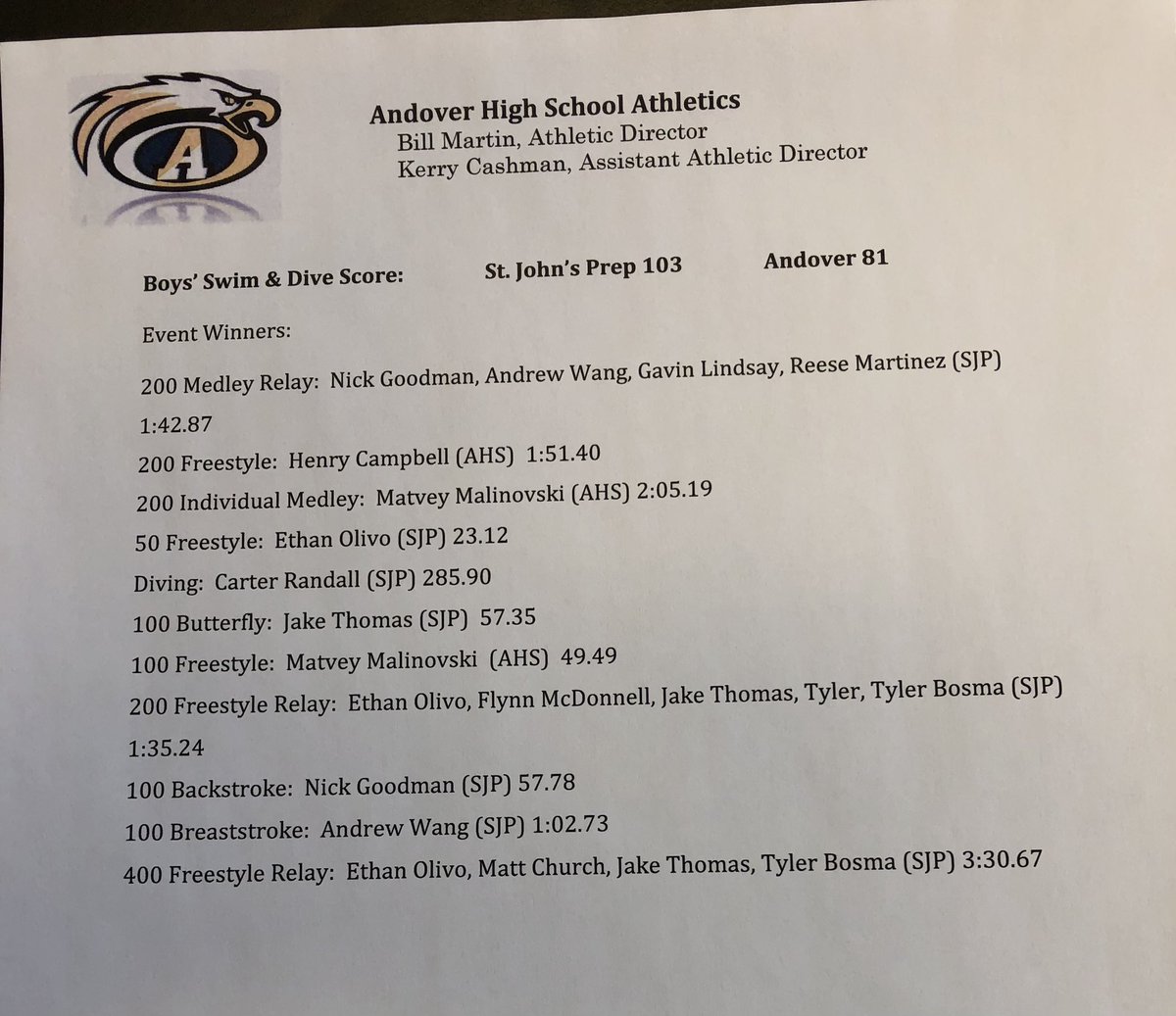 Andover Athletics tweet media