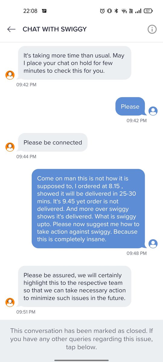 Anurag6033's tweet photo. @harshamjty PFA. please suggest what should I do now!! I ordered at 8.15pm but the food didn't got delivered. And all you could do was just waste my time on chat.Look into it order no - #126283498017

@consumerforum_ @consaff https://t.co/WcGXJrcDJq