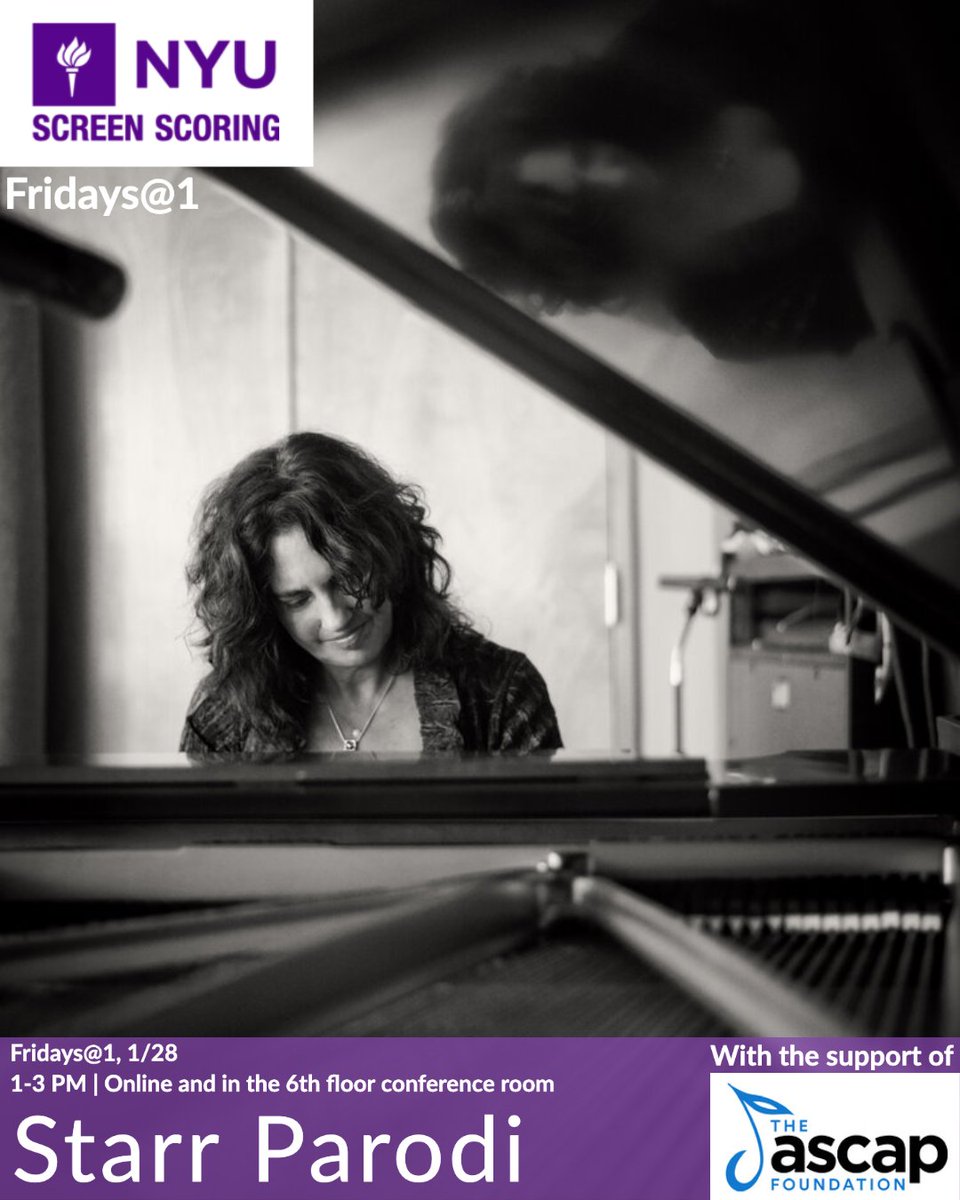 This Friday@1:
We are excited to host multi-award-winning composer Starr Parodi! Parodi is a vibrant part of the LA composing community, having scored hundreds of episodes of TV &amp; film as well as innovating as a solo artist, pianist and producer
<a href="/ascapfoundation/">The ASCAP Foundation</a> <a href="/StarrParodi/">Starr Parodi</a>