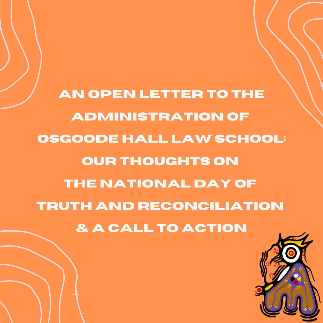 OzIndigenous's tweet photo. OISA has released our open letter to the administration and community of Osgoode Hall Law School expressing our disappointment that Osgoode did not cancel class on the National Day of Truth and Reconciliation, and asking that class be cancelled in the future (1/2) https://t.co/jQO4MG8AT4