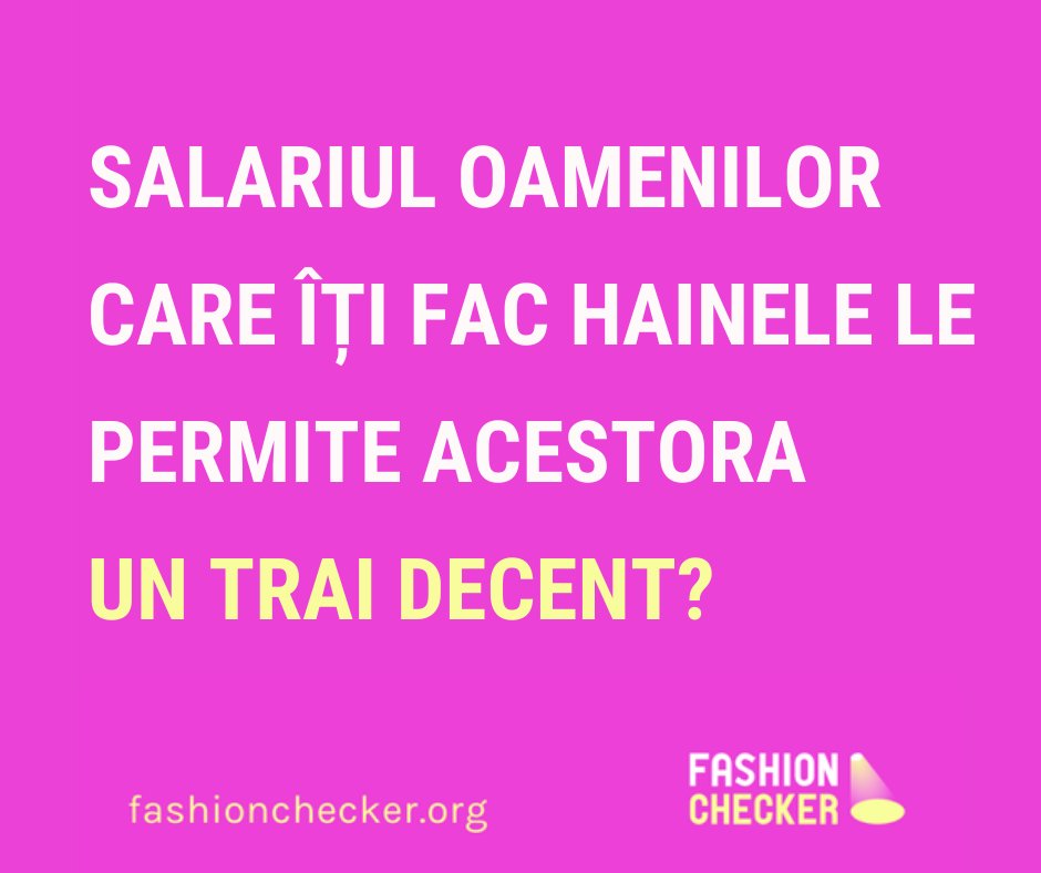 CleanRomania's tweet image. ❓Oamenii care îți fac hainele sunt plătiți suficient pentru a trăi?
🧵Site-ul Fashion Checker îți permite să cauți brandul preferat și să afli cum se produc hainele pe care le porți.
Intră acum și află mai multe detalii: 👉fashionchecker.org
#SalariuPentruUnTraiDecent #LW