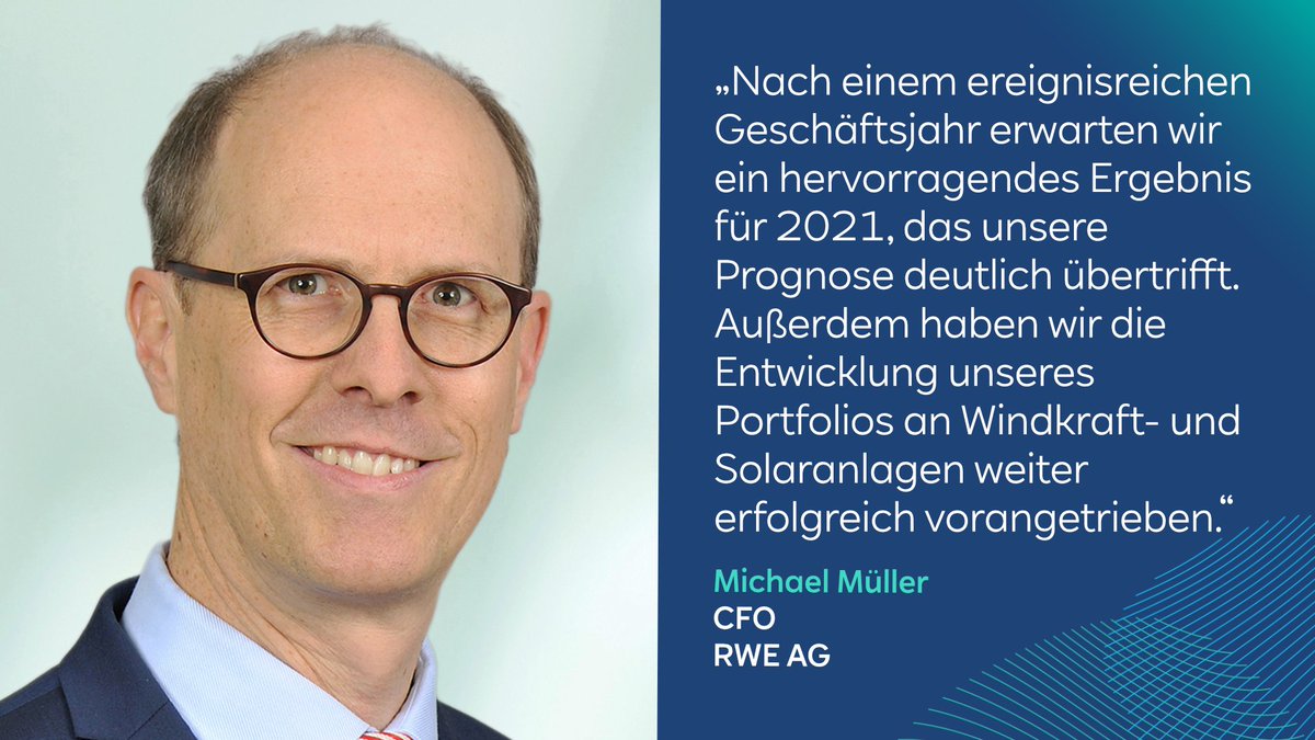 Vorläufiges Ergebnis für das Geschäftsjahr 2021 übertrifft Prognose: Insbesondere das Segment Wasser/Biomasse/Gas und der Energiehandel entwickelten sich gegen Jahresende deutlich besser als erwartet. Mehr dazu in unserer Pressemitteilung: rwe.com/presse/rwe-ag/…